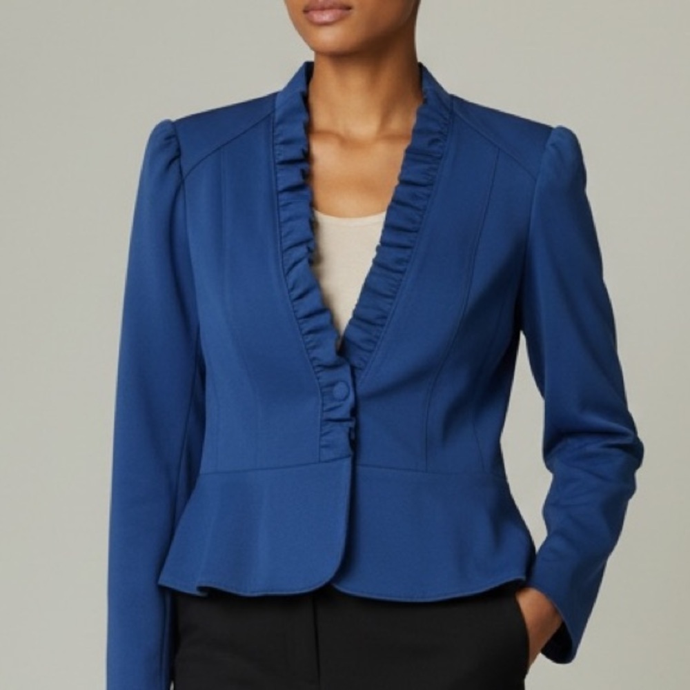 GORGEOUS BLUE 💙 INC International Concepts Ruffle Blazer
